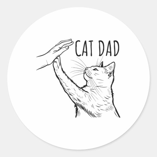Grappige kat vader vaders dag beste kat papa hand ronde sticker (Voorkant)