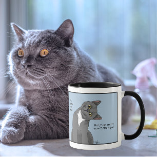 Grappige kat Vaderdag Grijze kat Blauw Mok