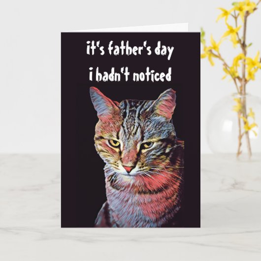 Grappige kat Vaderdag kaart (Gele Bloem)