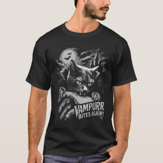 Grappige Kat Vampurr Bijt Opnieuw Halloween T-shirt