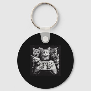 Grappige kat videogame controller squad  sleutelhanger