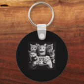 Grappige kat videogame controller squad sleutelhanger (Voorkant)