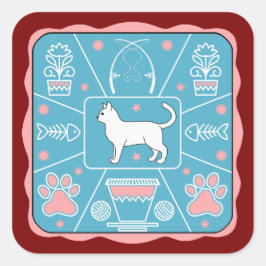 grappige kat vierkante sticker