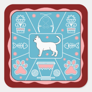 grappige kat vierkante sticker