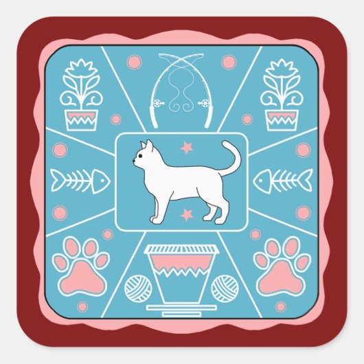 grappige kat vierkante sticker (Voorkant)