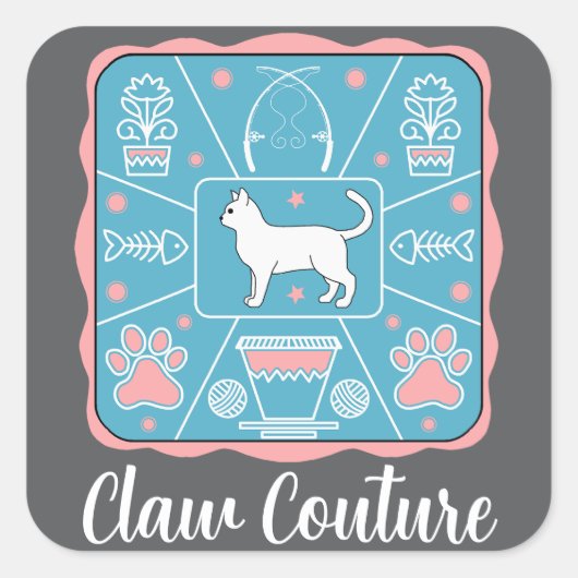 grappige kat vierkante sticker (Voorkant)