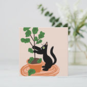 Grappige kat vijgenboom potplanten handgetekende k (Staand voorkant)
