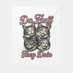 Grappige kat vintage gravure Da Fluff They Doin De Fleece Deken