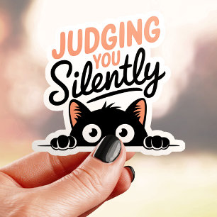 Grappige kat vinyl sticker met 'Stilzwijgend oorde