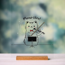 Grappige Kat Vioolspeler Violist Muzikant Acryl Bord