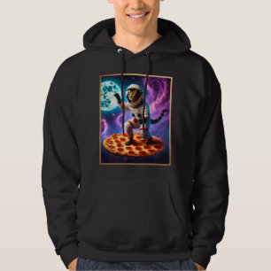 Grappige Kat Vliegen Een Pizza Astronaut Kat Ruimt Hoodie