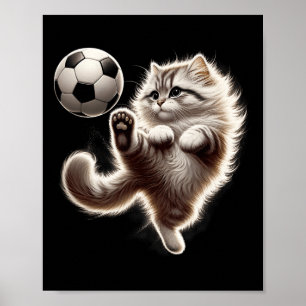 Grappige Kat Voetbal Ll Kat Speelt Voetbal Meme Sp Poster