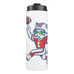 Grappige kat voetballer thermosbeker