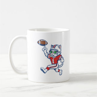 Grappige kat voetballspeler koffiemok