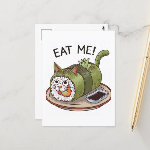 Grappige kat vormige sushi roll briefkaart