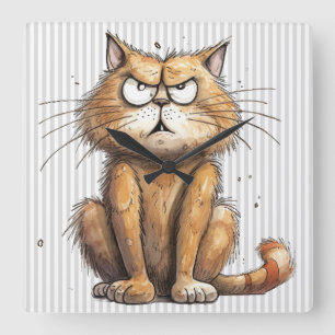 Grappige kat wandklok vierkante klok