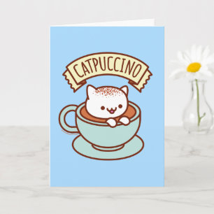 Grappige kat wenskaart: CATPUCCINO Kaart