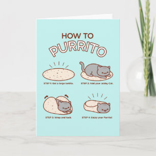 Grappige kat wenskaart: HOE EEN PURRITO MAKEN Kaart