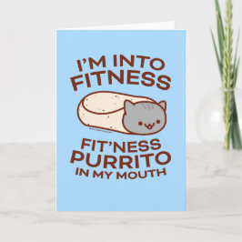 Grappige kat wenskaart: PURRITO FITNESS Kaart