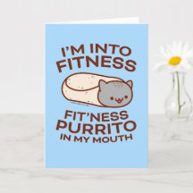 Grappige kat wenskaart: PURRITO FITNESS