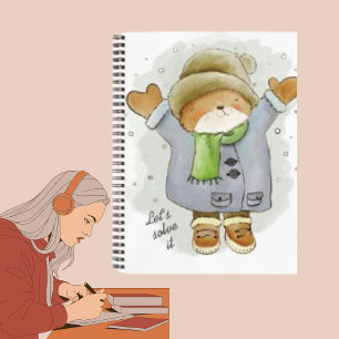 Grappige Kat Winter Sneeuwval Trending Comic Kitte Notitieboek