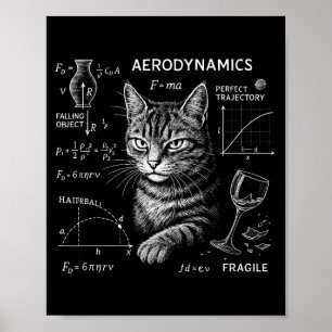 Grappige Kat Wiskunde Natuurkunde Vergelijkingen W Poster