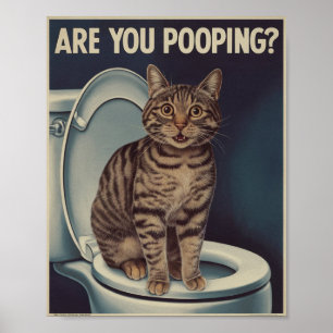 Grappige katposter   Poep je?   Kat Kunst Poster