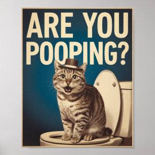 Grappige katposter Poep je? Kattenkunst Poster