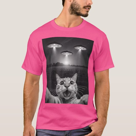 Grappige katselfie voor UFO's T-shirt (Voorkant)
