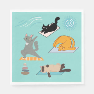 Grappige katten bij yoga servet