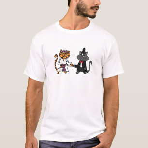 Grappige katten bruid en bruidegom bruiloft kunst t-shirt