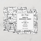 Grappige katten doodle patroon verjaardag kaart (Voorkant / Achterkant)