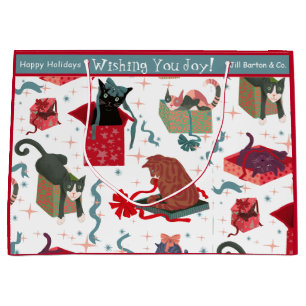 Grappige Katten en Kerstmisdozen Witte Douane Groot Cadeauzakje