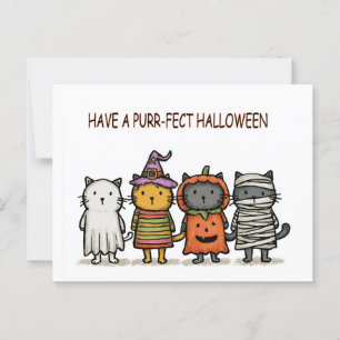 Grappige Katten Gelukkig Halloween Briefkaart