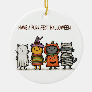 Grappige Katten Gelukkig Halloween Keramisch Ornament