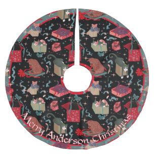 Grappige katten in kerstdozen gepersonaliseerd kerstboom rok