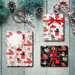 Grappige katten in kerstdozen inpakpapier vel