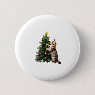 Grappige Katten Kerstboom Kerstcadeaus Mannen Vrou Ronde Button 5,7 Cm
