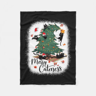 Grappige Katten Kerstboom Merry Catmes Zwarte Kat Fleece Deken