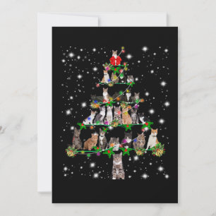 Grappige katten kerstboom T-shirt ornament decorat Feestdagenkaart