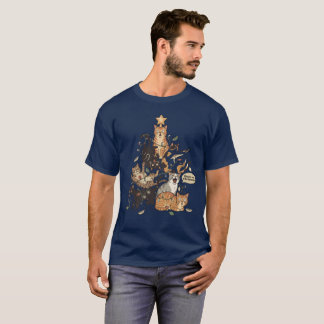 Grappige Katten Kerstboom Verwarde Lichtjes Vakant T-shirt