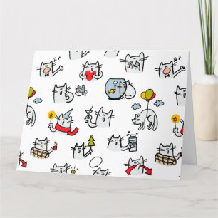 Grappige katten, melk en magie. bedankkaart