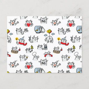 Grappige katten, melk en magie. briefkaart