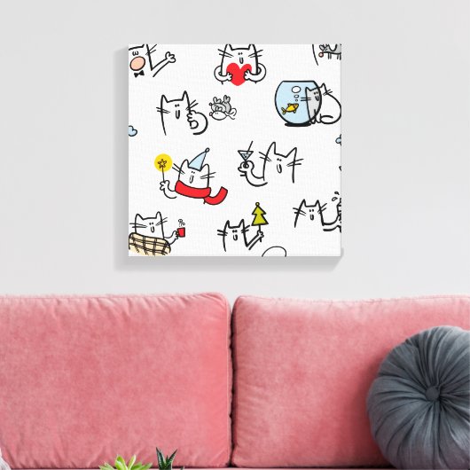 Grappige katten, melk en magie. canvas afdruk (Insitu (Woonkamer))