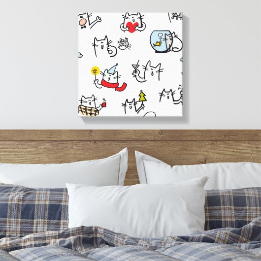 Grappige katten, melk en magie. canvas afdruk (Insitu (Slaapkamer))