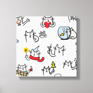 Grappige katten, melk en magie. canvas afdruk