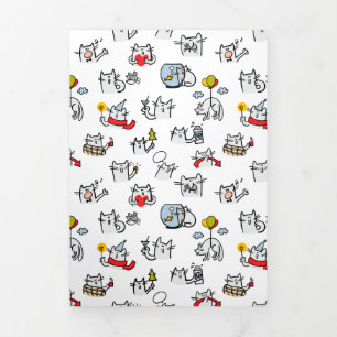 Grappige katten, melk en magie. drieluik uitnodiging