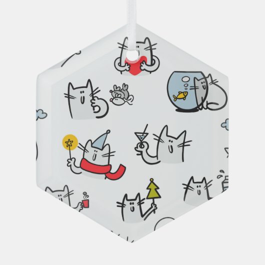 Grappige katten, melk en magie. glas ornament (Voorkant)