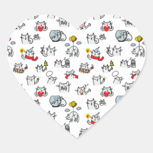 Grappige katten, melk en magie. hart sticker
