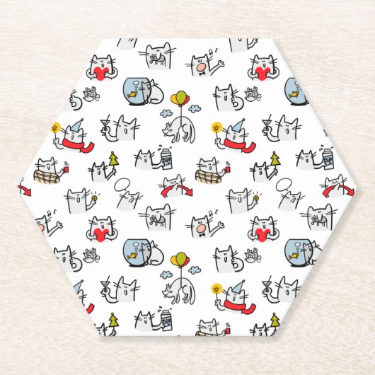 Grappige katten, melk en magie. kartonnen onderzetters (Voorkant)